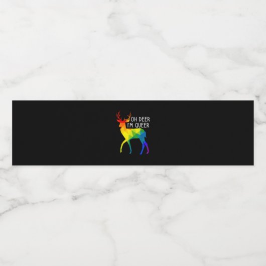 Oh Deer Queer LGBTQ Pride Celebration Month  Waterfles Etiket (Enkel label)