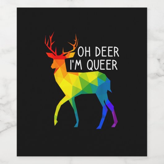 Oh Deer Queer LGBTQ Pride Celebration Month Wijn Etiket (Enkel label)