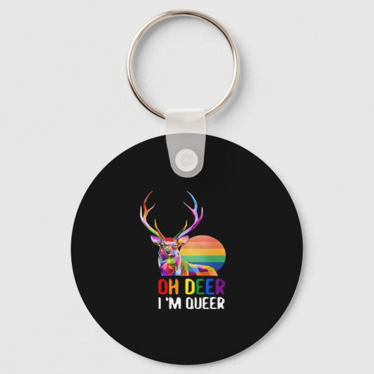 Oh Deer Queer Minimal Modern Style Keychain (Voorkant)