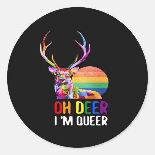 Oh Deer Queer Minimal Modern Style Ronde Sticker (Voorkant)