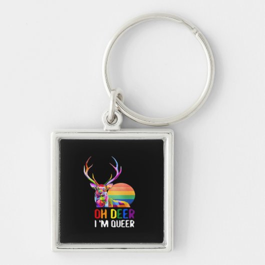 Oh Deer Queer Minimal Modern Style Sleutelhanger (Voorkant)