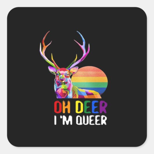 Oh Deer Queer Minimal Modern Style  Vierkante Sticker (Voorkant)