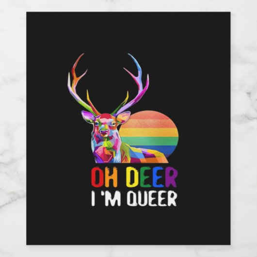 Oh Deer Queer Minimal Modern Style  Wijn Etiket (Enkel label)