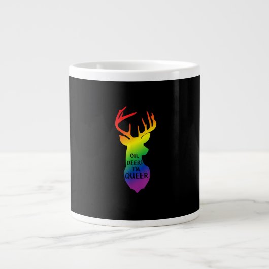 Oh Deer Queer Pride Celebration Funny LGBT Gift Grote Koffiekop (Voorkant)
