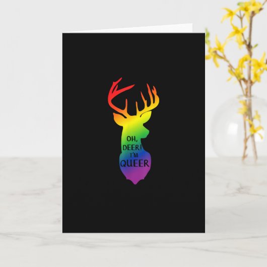 Oh Deer Queer Pride Celebration Funny LGBT Gift Kaart (Gele Bloem)