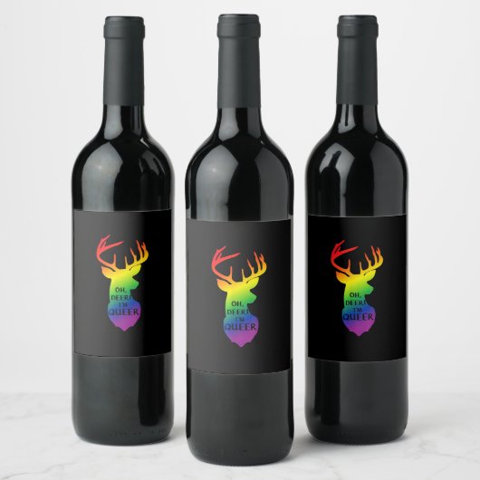Oh Deer Queer Pride Celebration Funny LGBT Gift Wijn Etiket (Flessen)