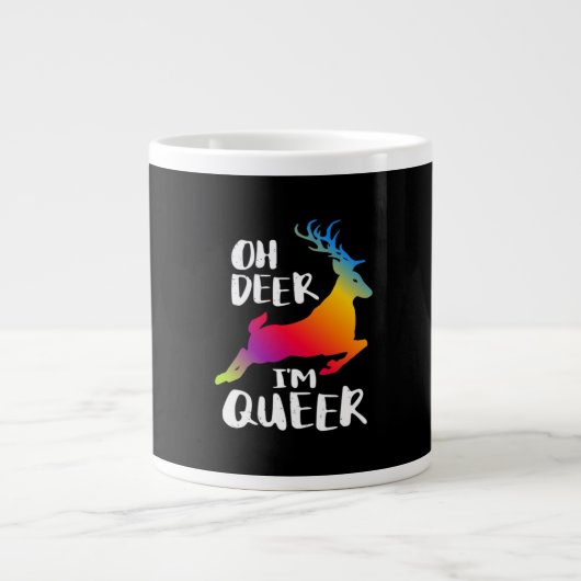 Oh Deer Queer Pride Minimal Artistic Style Grote Koffiekop (Voorkant)