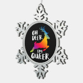 Oh Deer Queer Pride Minimal Artistic Style Tin Sneeuwvlok Ornament (Rechts)