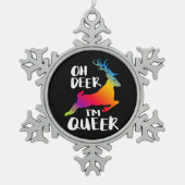 Oh Deer Queer Pride Minimal Artistic Style Tin Sneeuwvlok Ornament (Voorkant)