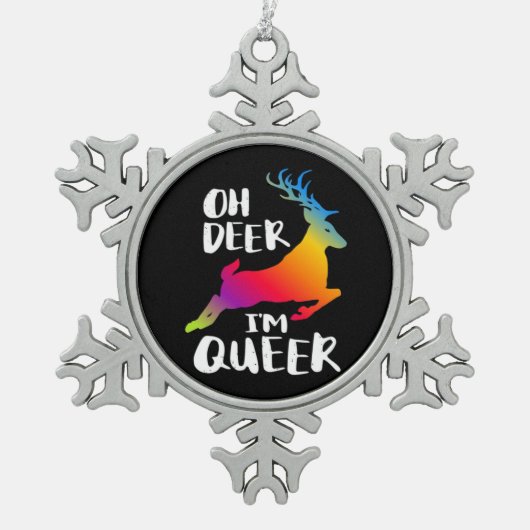 Oh Deer Queer Pride Minimal Artistic Style Tin Sneeuwvlok Ornament (Voorkant)