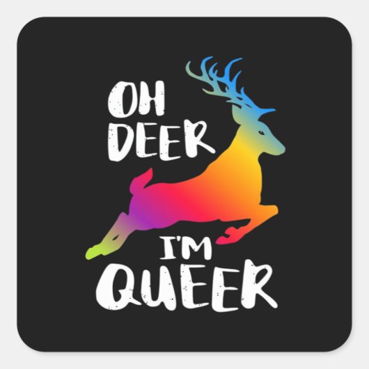 Oh Deer Queer Pride Minimal Artistic Style  Vierkante Sticker (Voorkant)