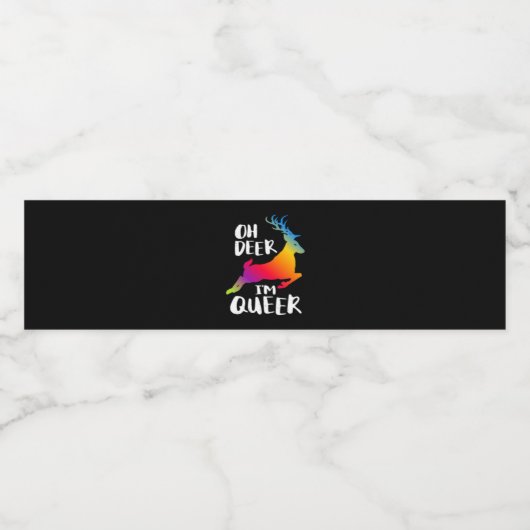 Oh Deer Queer Pride Minimal Artistic Style Waterfles Etiket (Enkel label)