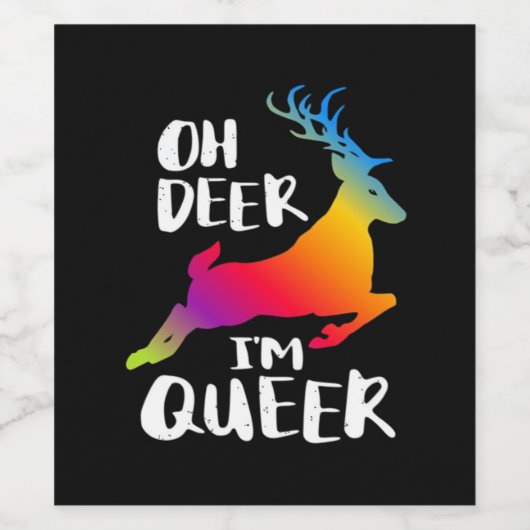 Oh Deer Queer Pride Minimal Artistic Style  Wijn Etiket (Enkel label)