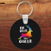Oh Deer Queer Pride Minimal Artistic StyleKeychain Sleutelhanger (Voorkant)