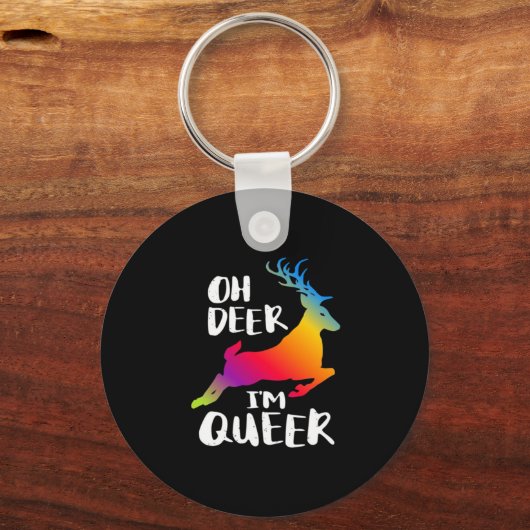 Oh Deer Queer Pride Minimal Artistic StyleKeychain Sleutelhanger (Voorkant)