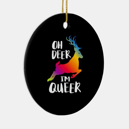 Oh Deer Queer Pride Minimal Artistic StyleOrnament Keramisch Ornament (Rechts)
