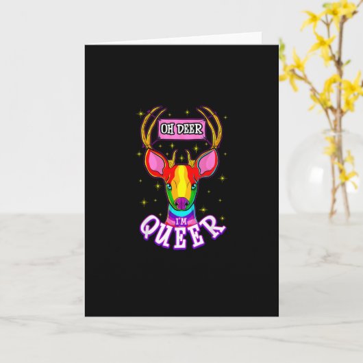 Oh Deer Queer Pride Month Celebration Gift Kaart (Gele Bloem)