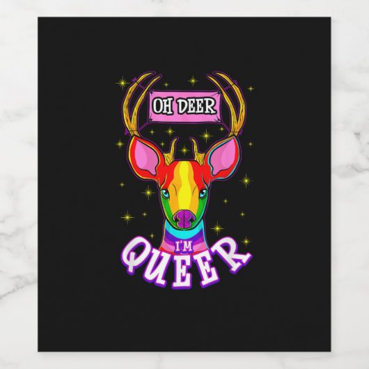 Oh Deer Queer Pride Month Celebration Gift Wijn Etiket (Enkel label)