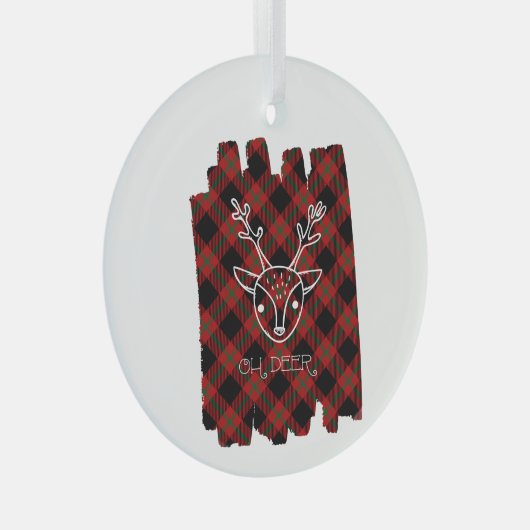 Oh Deer Red Pset Reindeer Face Cirkel Glas Ornament (Voorkant Rechts)