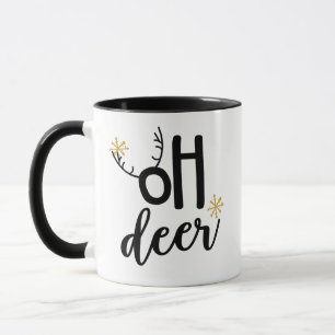 Oh Deer Reindeer Antler Snowflakes, kerstcadeau Mok