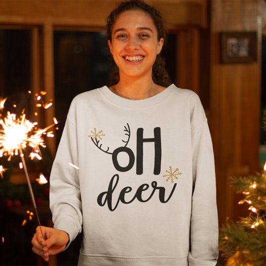 Oh Deer Reindeer Antlers Funny Kerstmis T-shirt