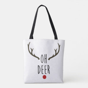 OH DEER Reindeer Christmas Holiday Festive Tote Bag