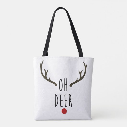 OH DEER Reindeer Christmas Holiday Festive Tote Bag (Achterkant)