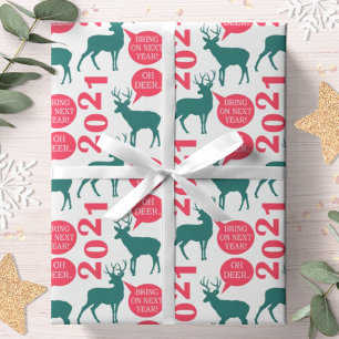Oh Deer Reindeer Kerstfeestdag Fun Cadeaupapier
