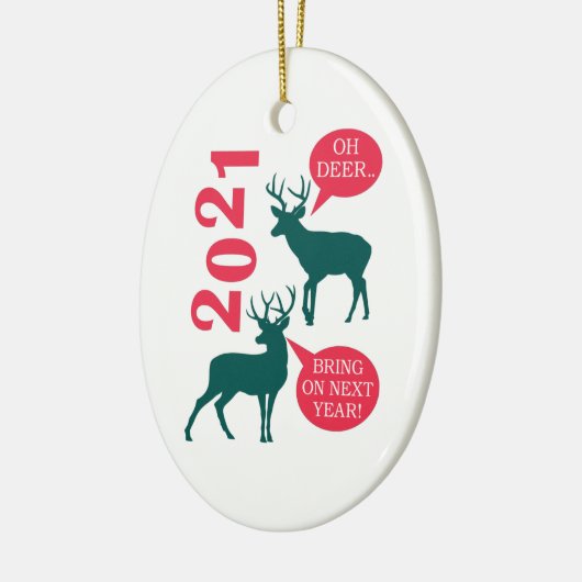 Oh Deer Reindeer Kerstfeestdag Fun Keramisch Ornament (Links)