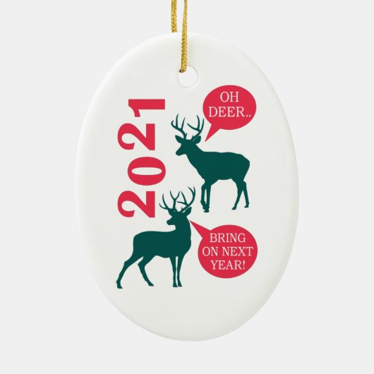 Oh Deer Reindeer Kerstfeestdag Fun Keramisch Ornament (Achterkant)