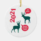 Oh Deer Reindeer Kerstfeestdag Fun Keramisch Ornament (Voorkant)