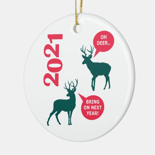 Oh Deer Reindeer Kerstfeestdag Fun Keramisch Ornament (Links)