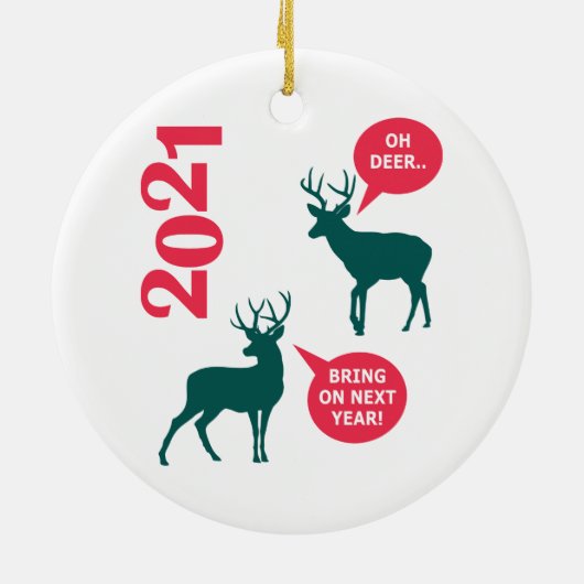 Oh Deer Reindeer Kerstfeestdag Fun Keramisch Ornament (Achterkant)