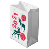 Oh Deer Reindeer Kerstfeestdag Fun Medium Cadeauzakje (Voorkant Gekanteld)