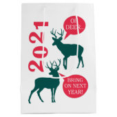 Oh Deer Reindeer Kerstfeestdag Fun Medium Cadeauzakje (Achterkant)