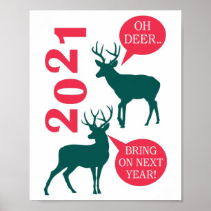 Oh Deer Reindeer Kerstfeestdag Fun Poster