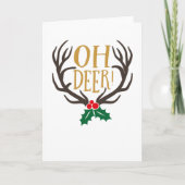 Oh Deer Reindeer met Antlers voor Kerstmis Kaart (Voorkant)