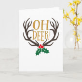 Oh Deer Reindeer met Antlers voor Kerstmis Kaart (Gele Bloem)