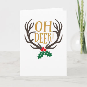 Oh Deer Reindeer met Antlers voor Kerstmis Kaart