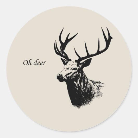Oh Deer Reindeer Ronde Sticker (Voorkant)