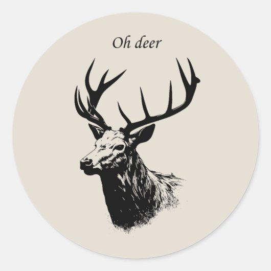 Oh Deer Reindeer Ronde Sticker (Voorkant)