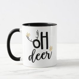Oh Deer Rendier Geweih Sneeuwvlokken, Kerstcadeau Mok