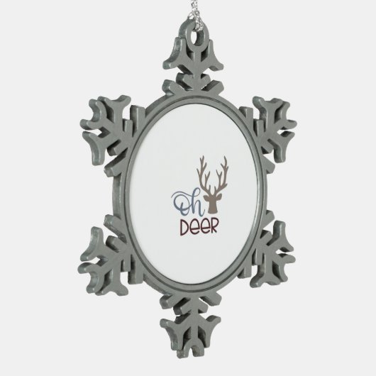 Oh Deer Retro Classic Design  Tin Sneeuwvlok Ornament (Links)