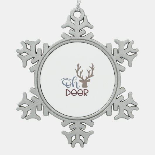 Oh Deer Retro Classic Design  Tin Sneeuwvlok Ornament (Voorkant)
