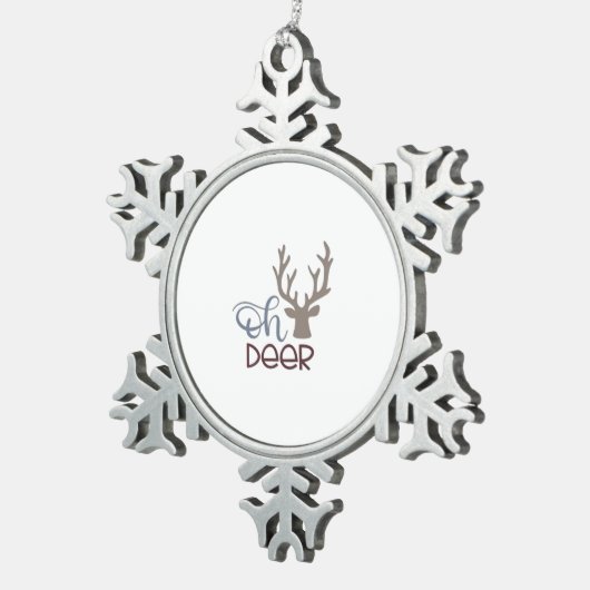 Oh Deer Retro Classic Design Tin Sneeuwvlok Ornament (Rechts)