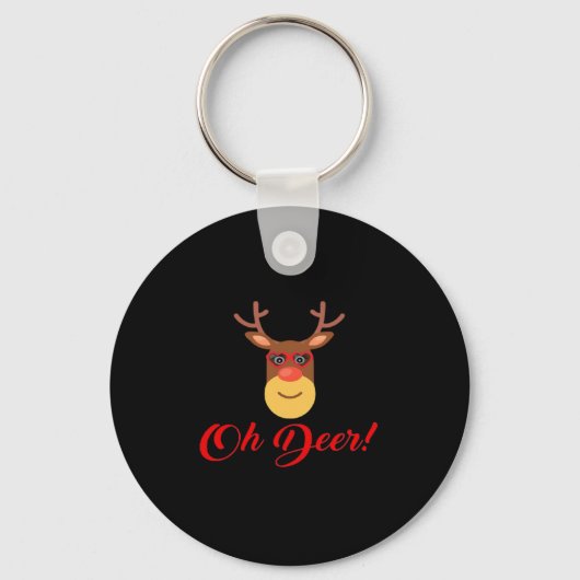 Oh Deer Retro Classic Keychain (Voorkant)
