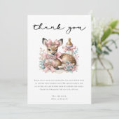 Oh Deer! Roze Bloemen Baby shower Dank u Kaart (Staand voorkant)