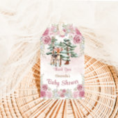 Oh Deer Roze Bloemen Meisje Baby shower Dank je Cadeaulabel