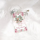 Oh Deer Roze Bloemen Meisje Baby shower Dank je Cadeaulabel