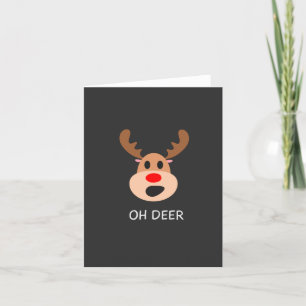 Oh Deer Rudolph Reindeer Funny Kerstontwerp Feestdagen Kaart